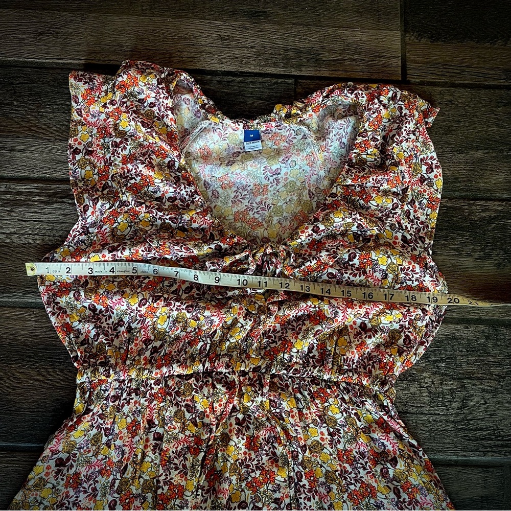 Old Navy orange & yellow floral ruffled summer garden dress M - Picture 5 of 9